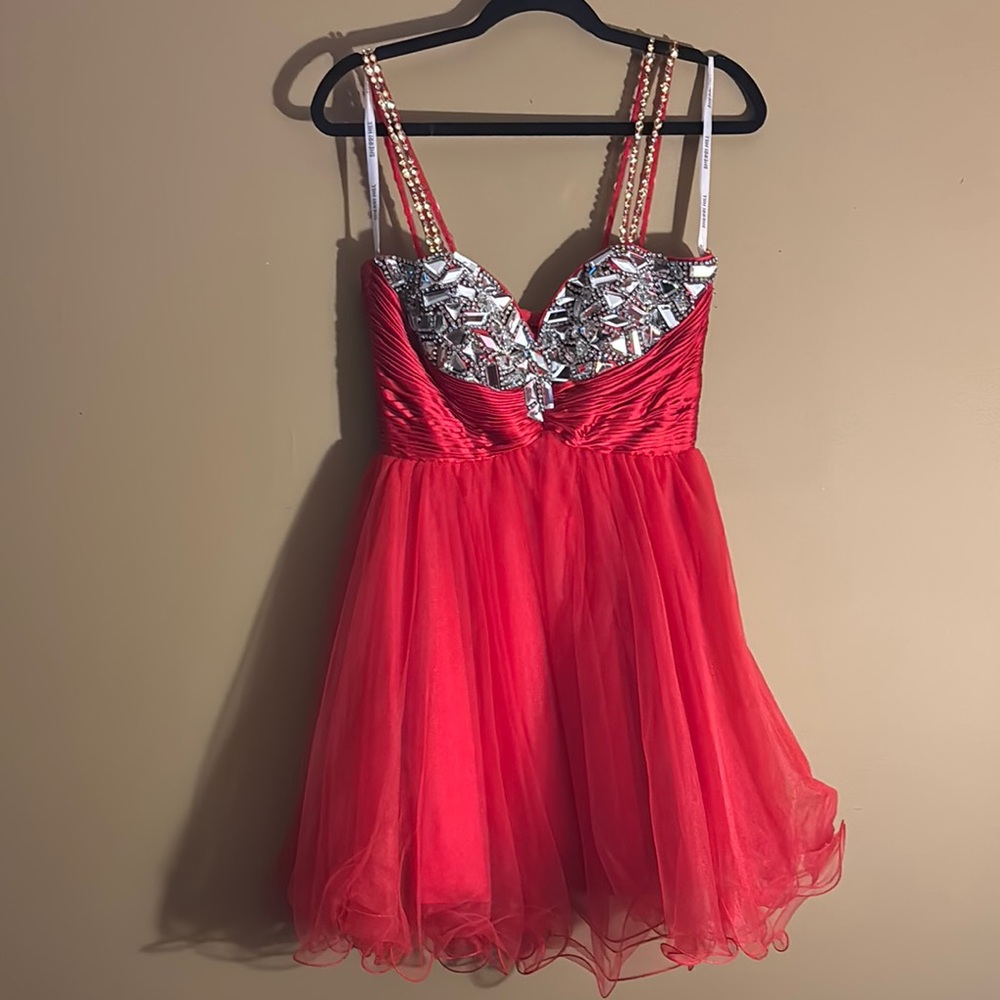 Sherri Hill Red Gown with Beaded Bodice